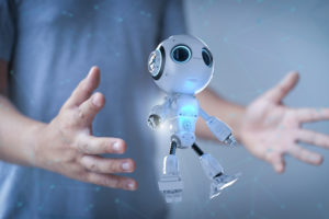 Inventive kid constructing robot cars at home